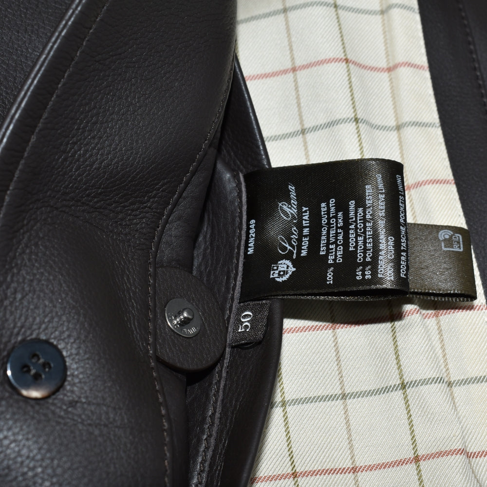Dark Brown Calfskin Leather Shirt Jacket