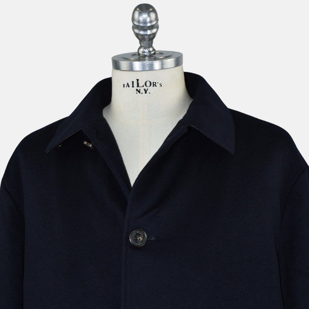 Navy Cashmere Coat with Nutria Fur Lining