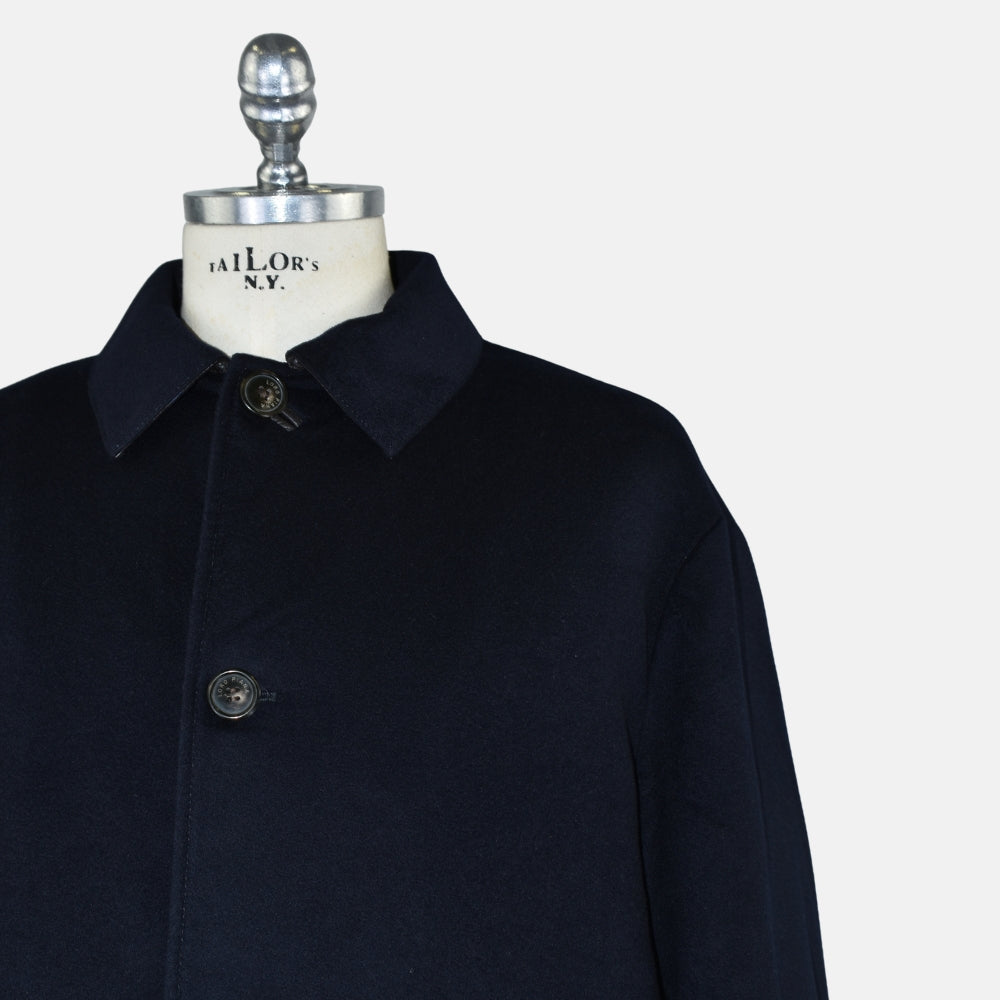 Navy Cashmere Coat with Nutria Fur Lining