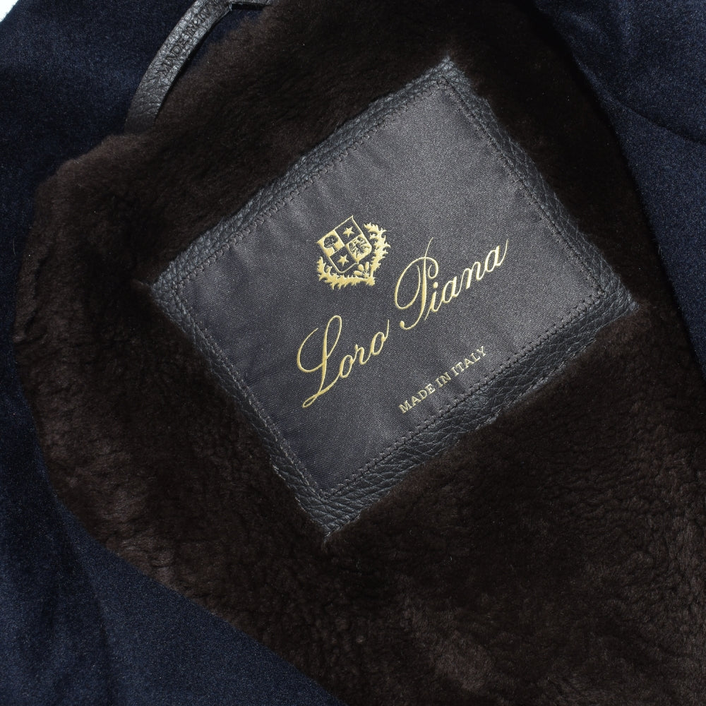 Navy Cashmere Coat with Nutria Fur Lining