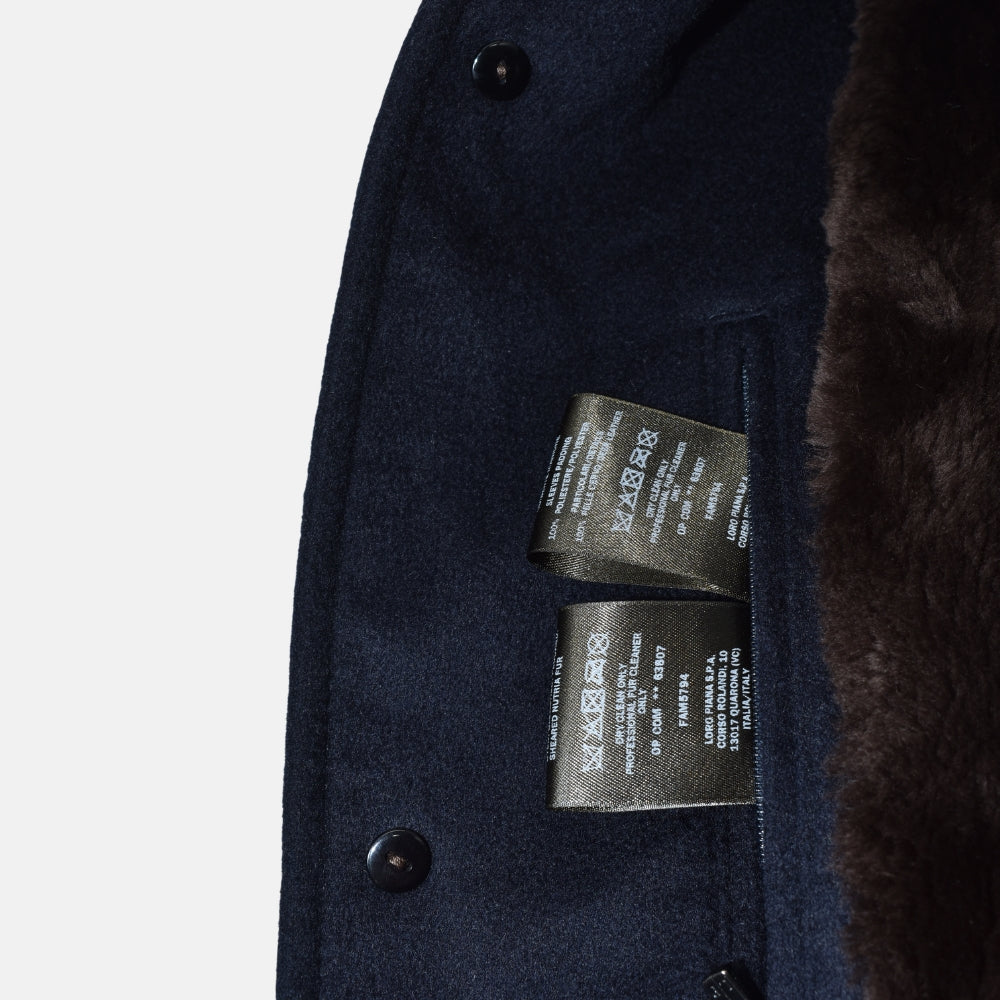 Navy Cashmere Coat with Nutria Fur Lining