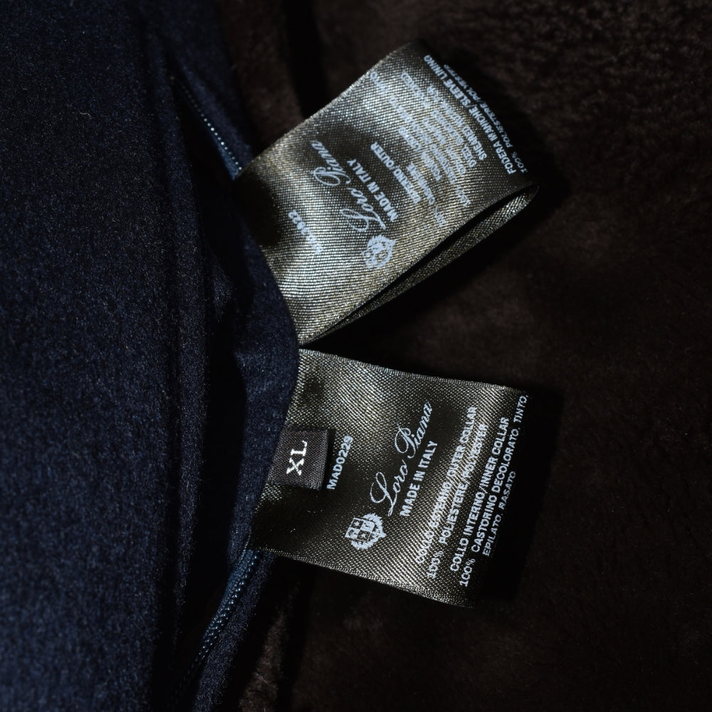 Navy Cashmere Coat with Nutria Fur Lining