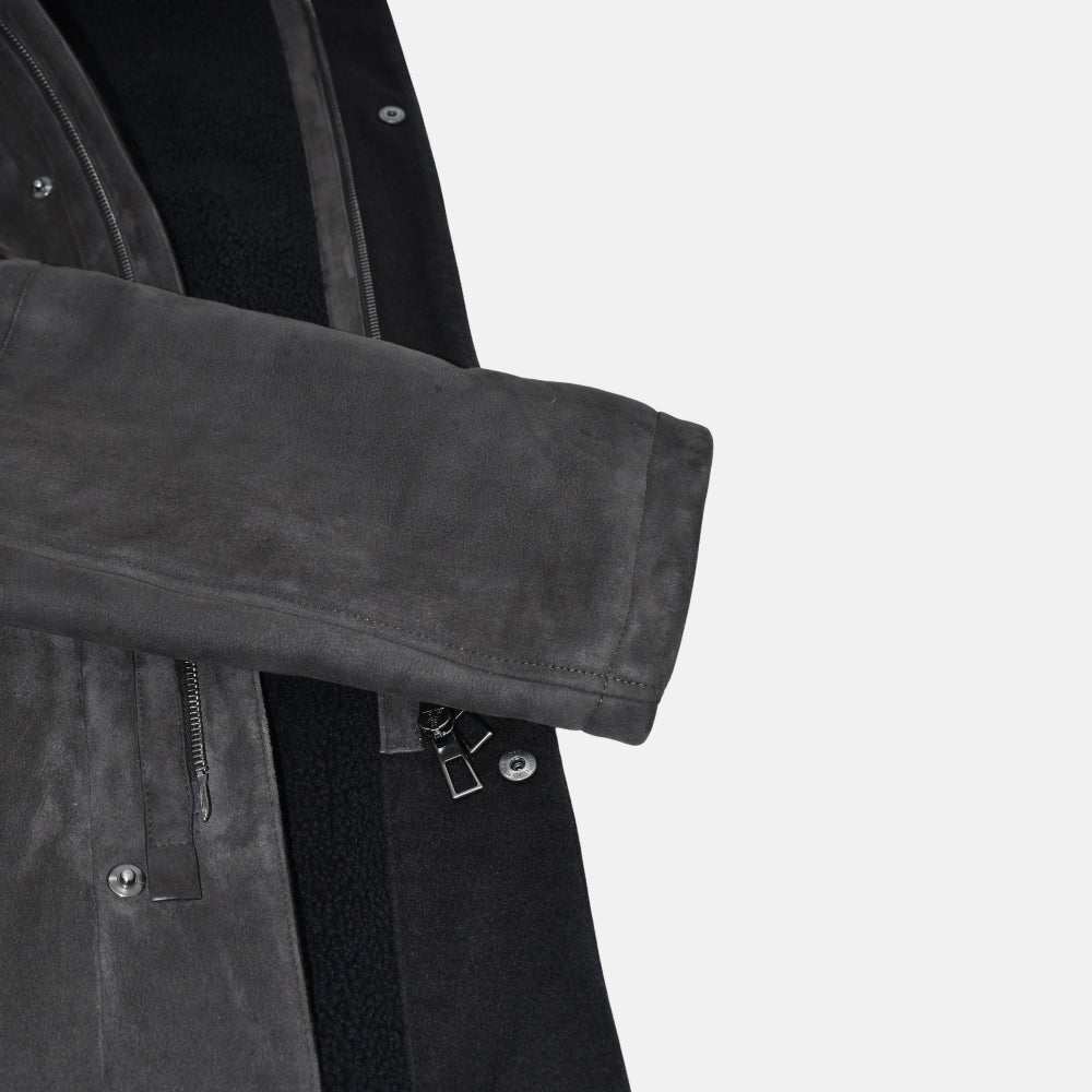Dark Brown Shearling Car Coat