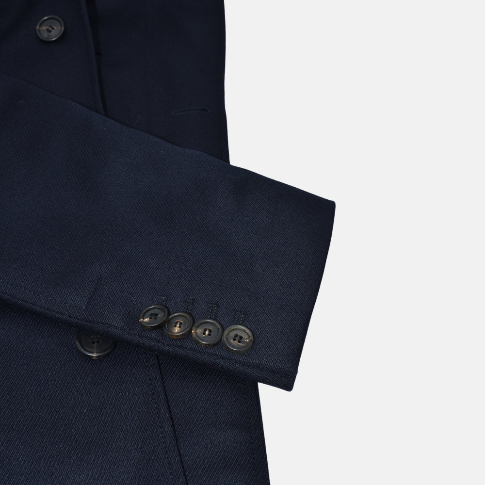 Navy Wool Overcoat with Detachable Quilted Gilet