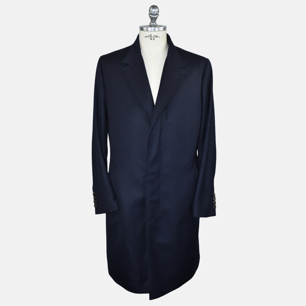 Navy Wool Overcoat with Detachable Quilted Gilet