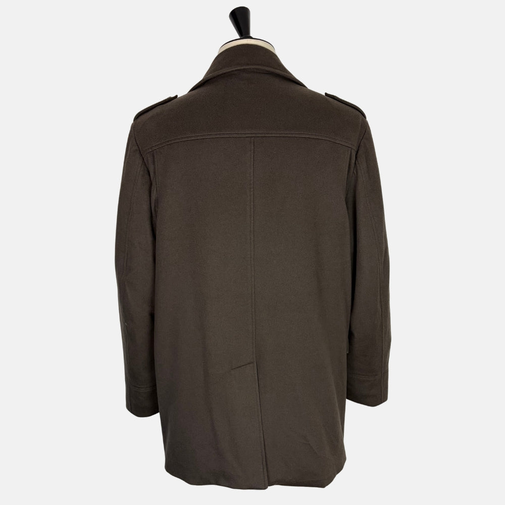 Storm System Cashmere Peacoat with Suede Details