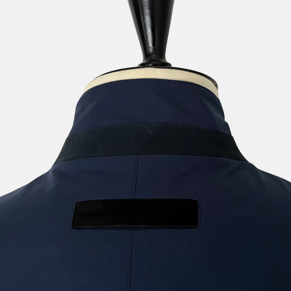 Technical Field Jacket with Leather Details Navy