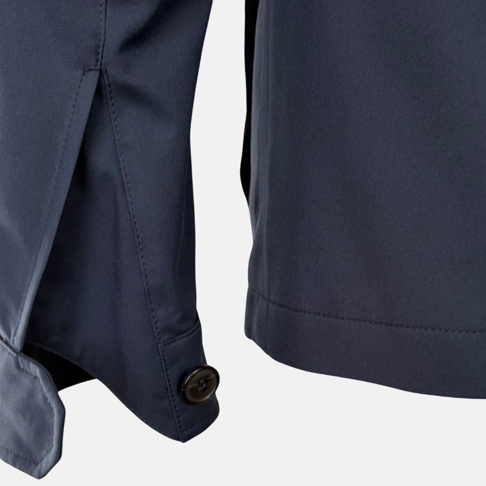 Technical Field Jacket with Leather Details Navy