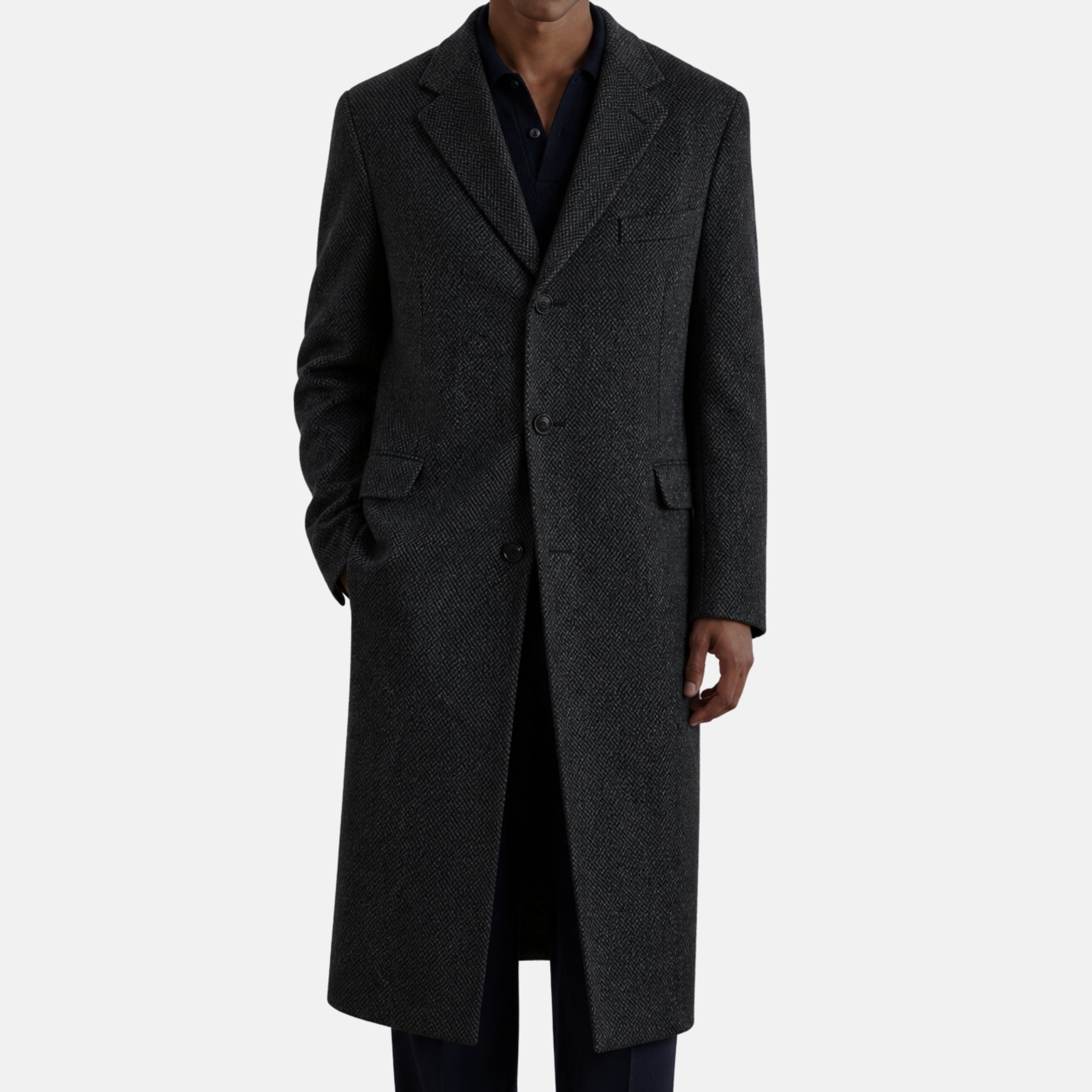 Gray-Black Herringbone Coat made of Cashmere/Vicuna (EU 56)