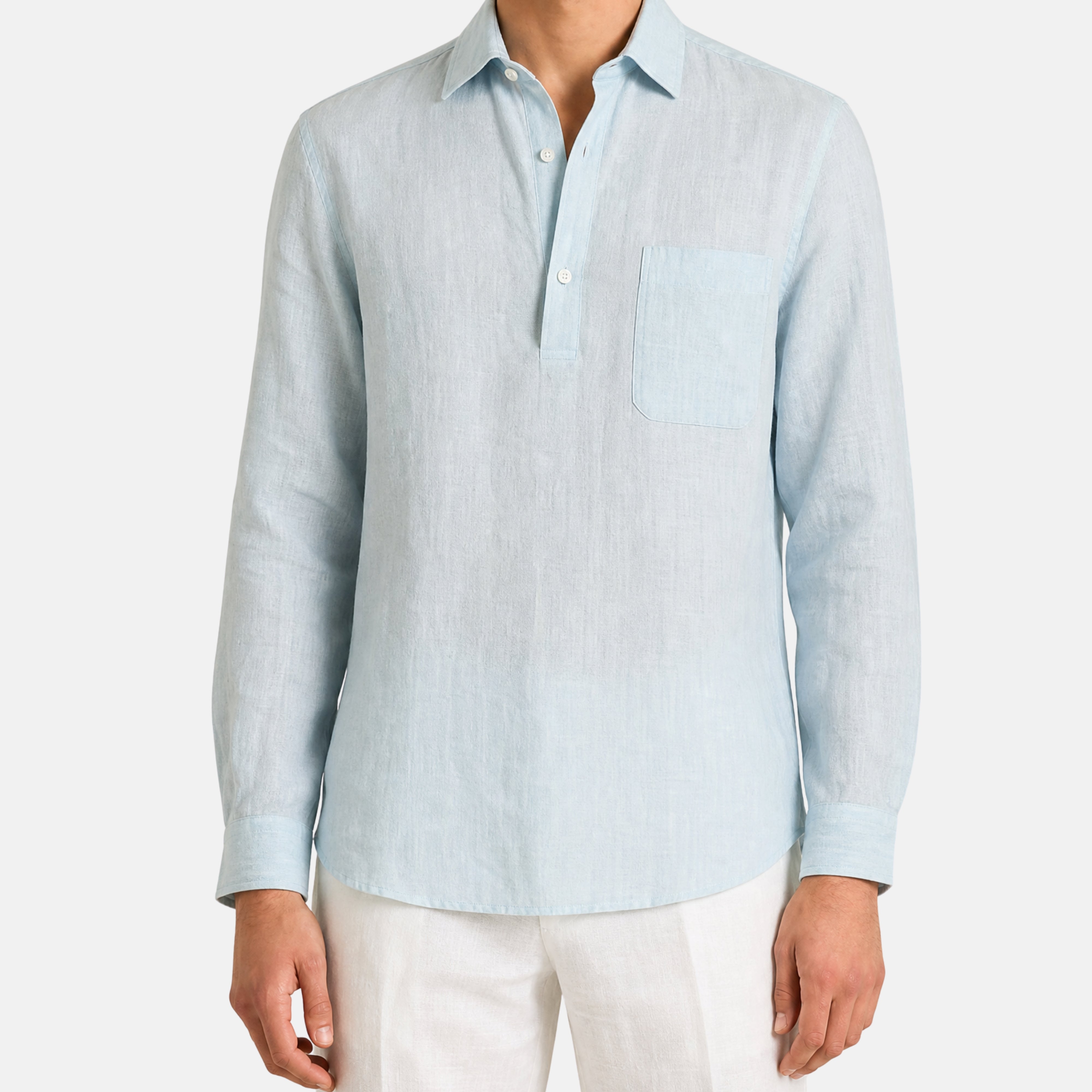 Light Blue Oasi Lino Shirt made of Linen (M)