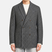Gray-White Striped Double Breasted Blazer made of Alpaca/Wool/Polyamide/Cashmere (EU 52)