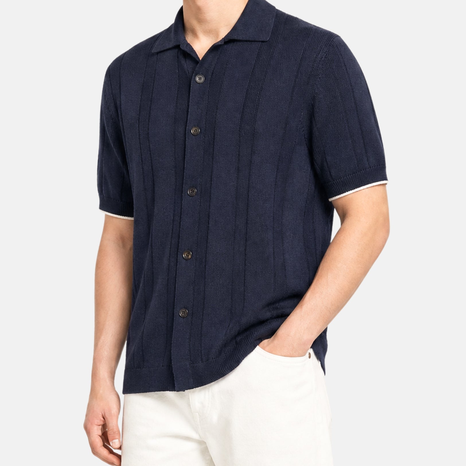 Navy Poloshirt made of Linen/Cotton (EU 52)