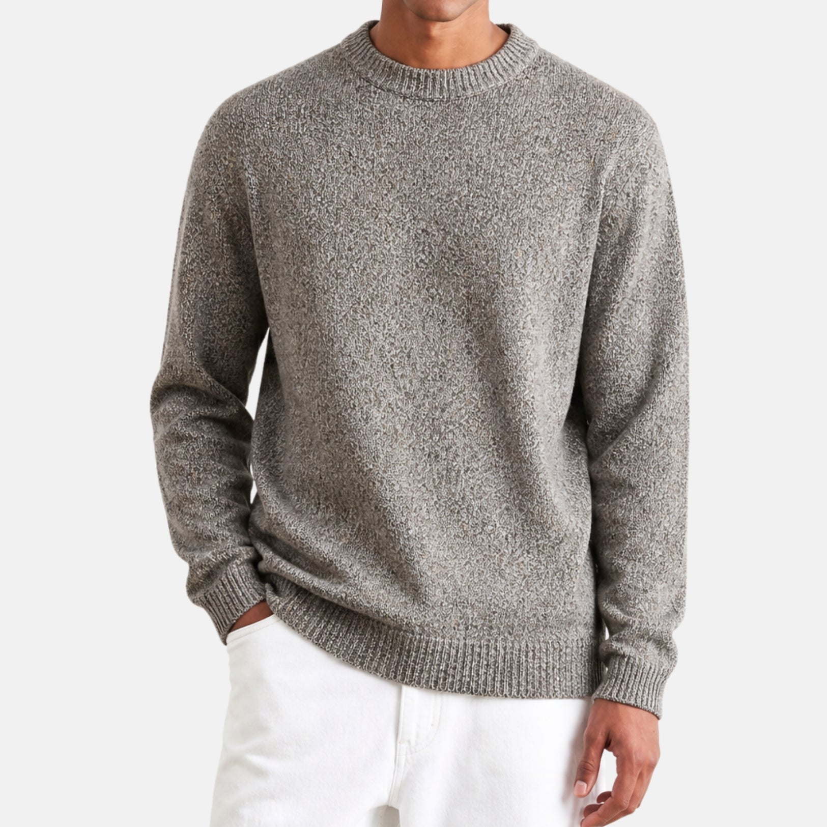 Brown-White Mottled Sweater made of Cashmere (EU 50)