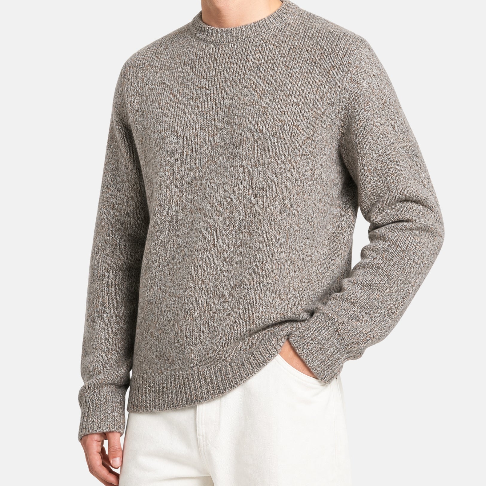 Brown-White Melange Sweater made of Cashmere (EU 50)