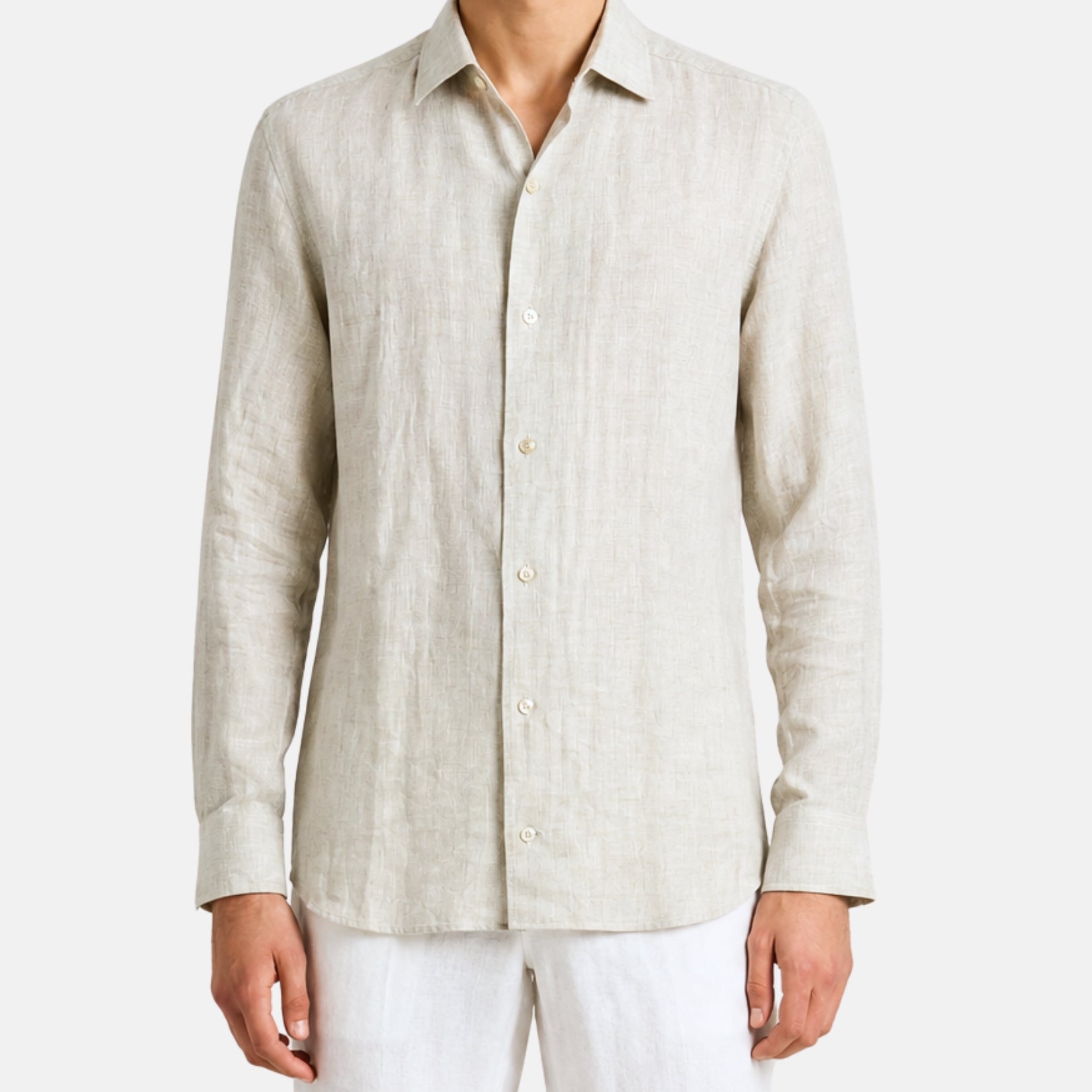 Ecru Melange Shirt made of Linen (M)