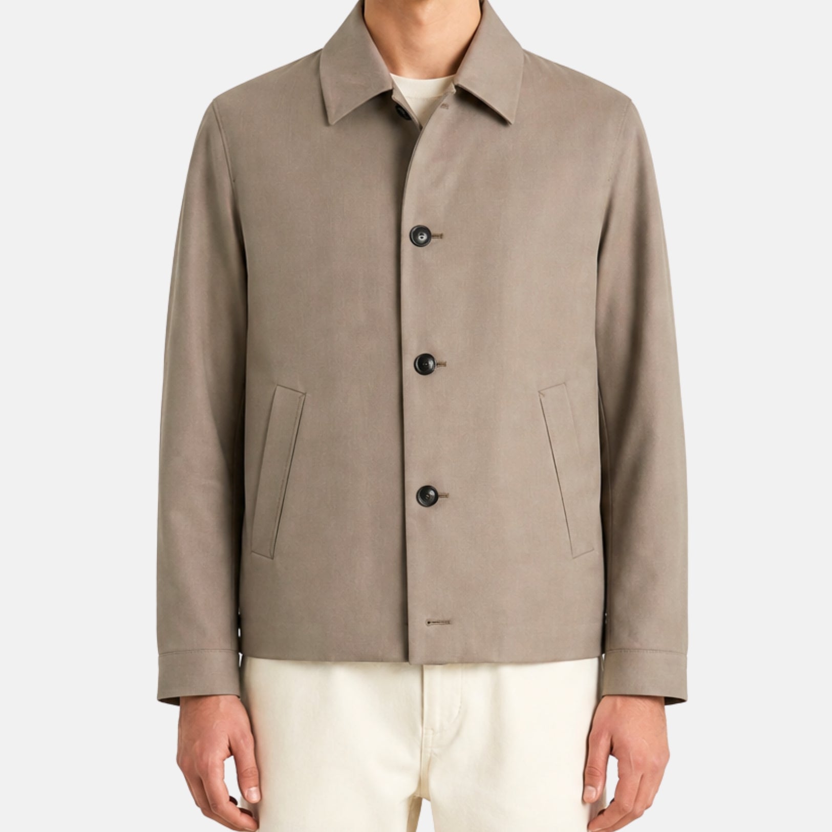 Greige Jacket made of Wool/Mohair/Silk/Leather Details (EU 50)