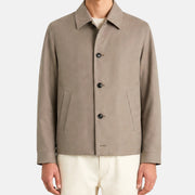 Greige Jacket made of Wool/Mohair/Silk/Leather Details (EU 50)