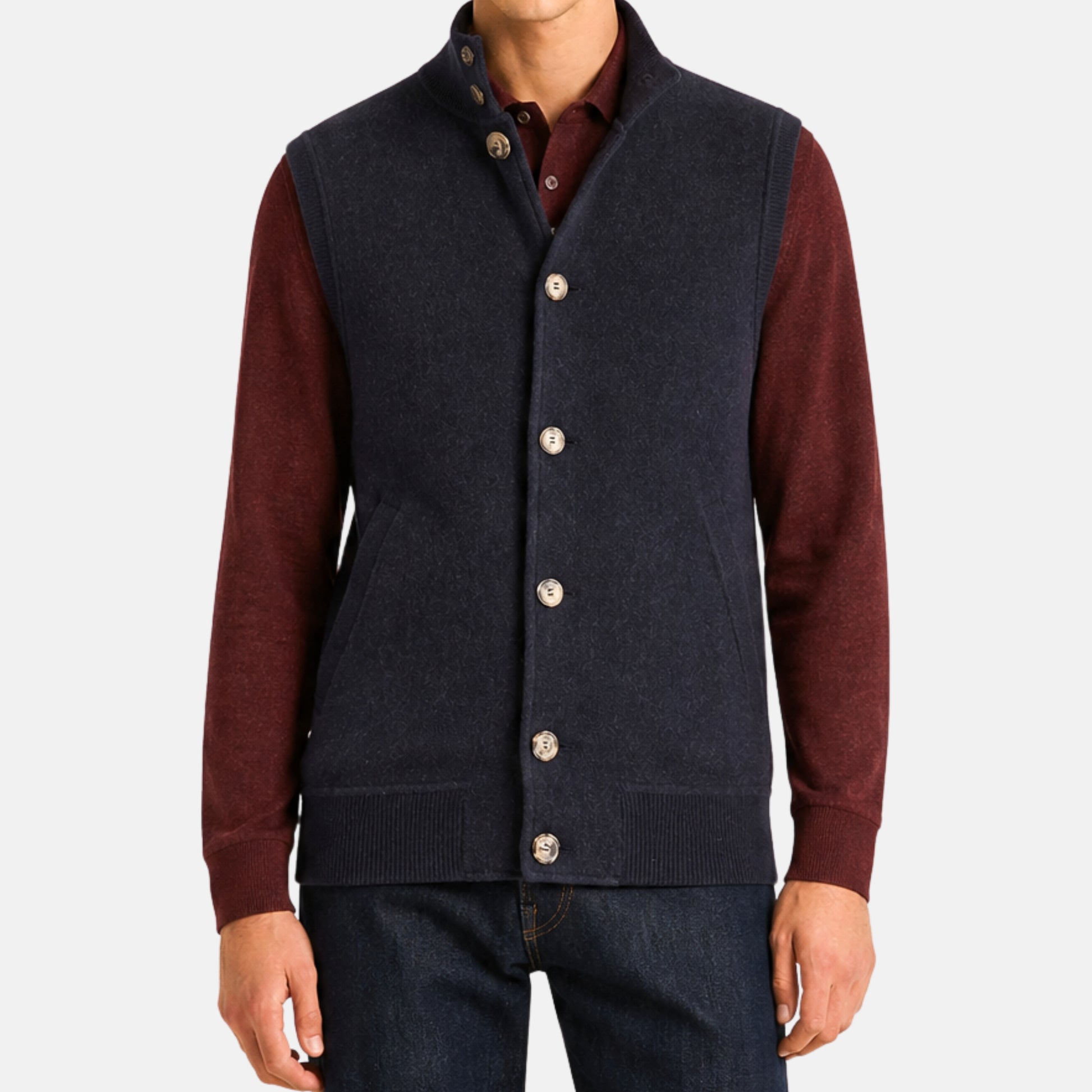 Loro Piana Navy Carry Cashmere Vest – pre-owned luxury menswear at Sanpetuna