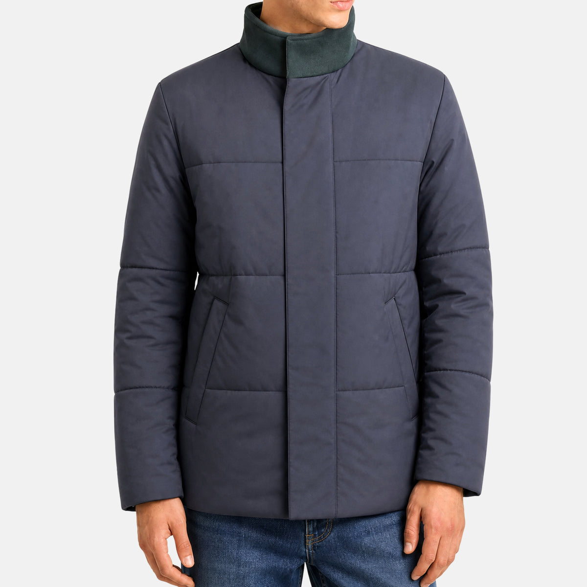 Navy/Green "Keiss" Cashmere Reversible Coat (L)