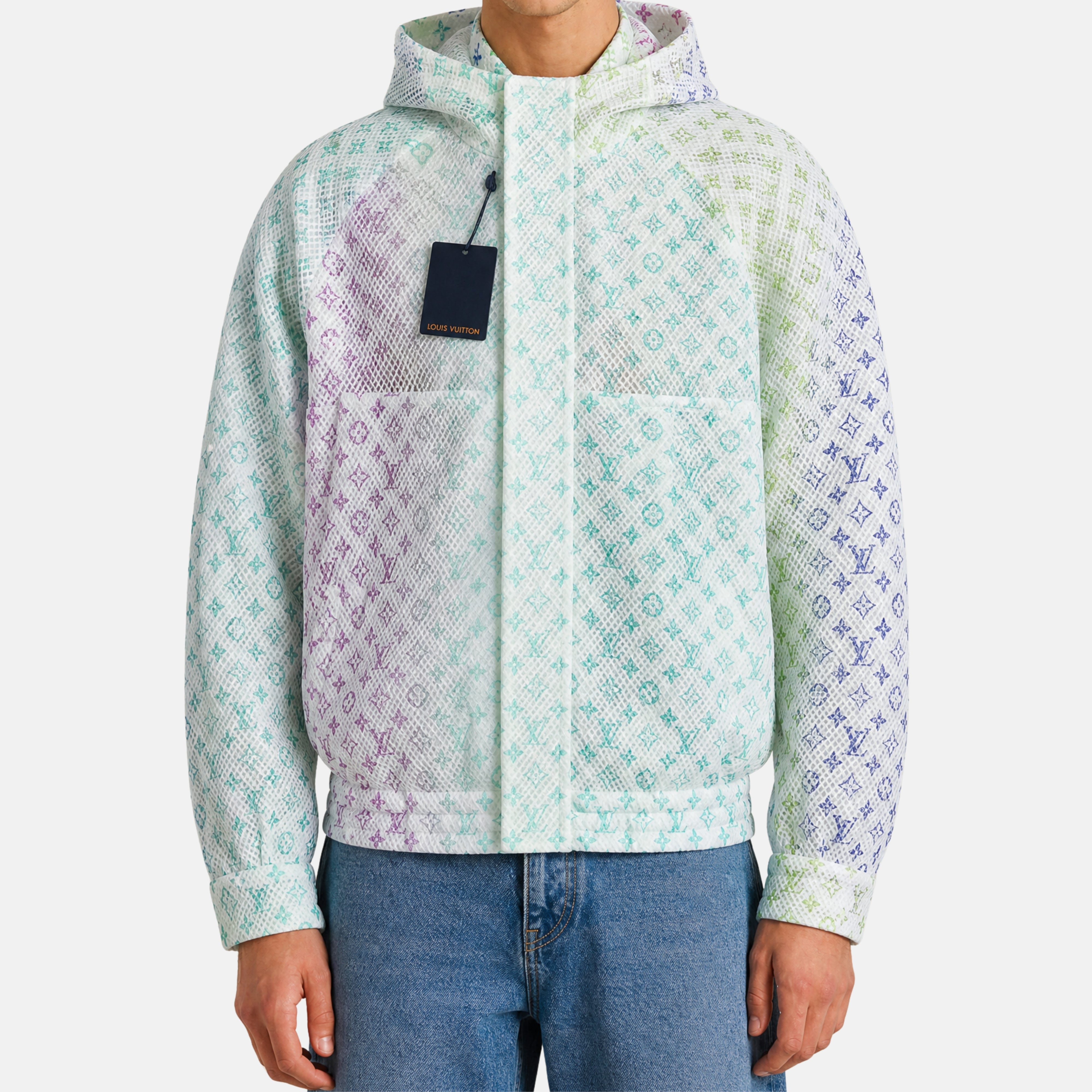 Multicolored Monogramme Mesh Gradient Hooded Blouson Jacket (EU 50)