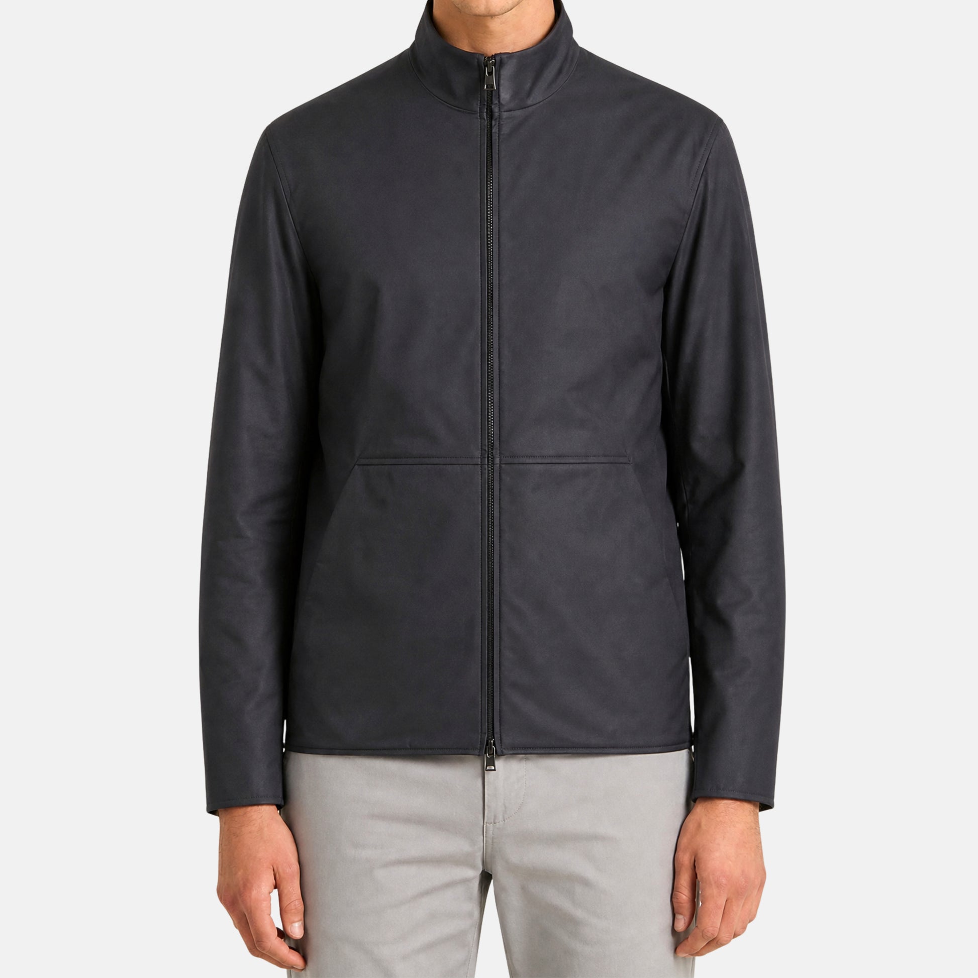 Loro Piana Black/Grey Kidskin Leather Reversible Bomber – pre-owned luxury menswear at Sanpetuna