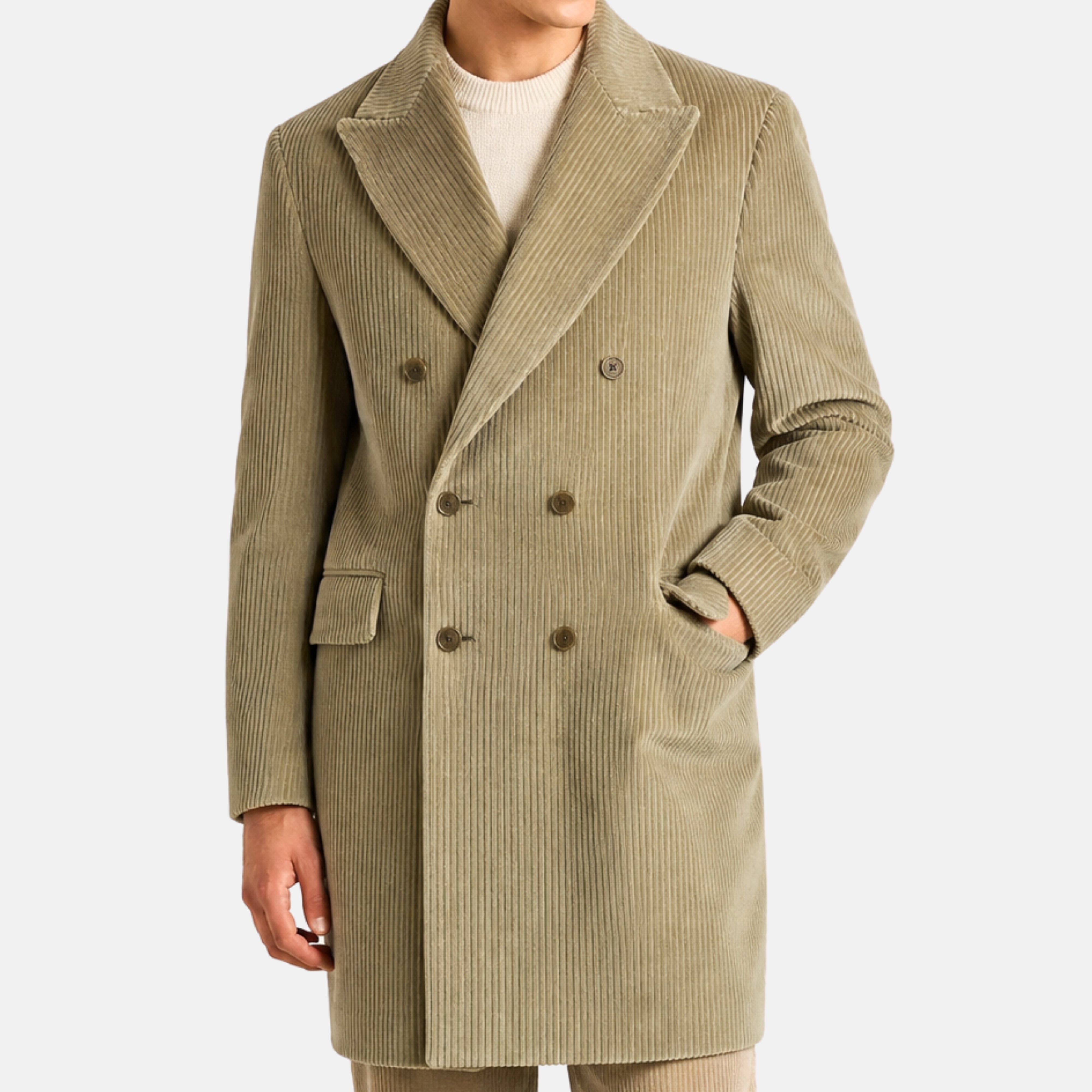 Sand Corduroy Coat made of Cotton (EU 52)