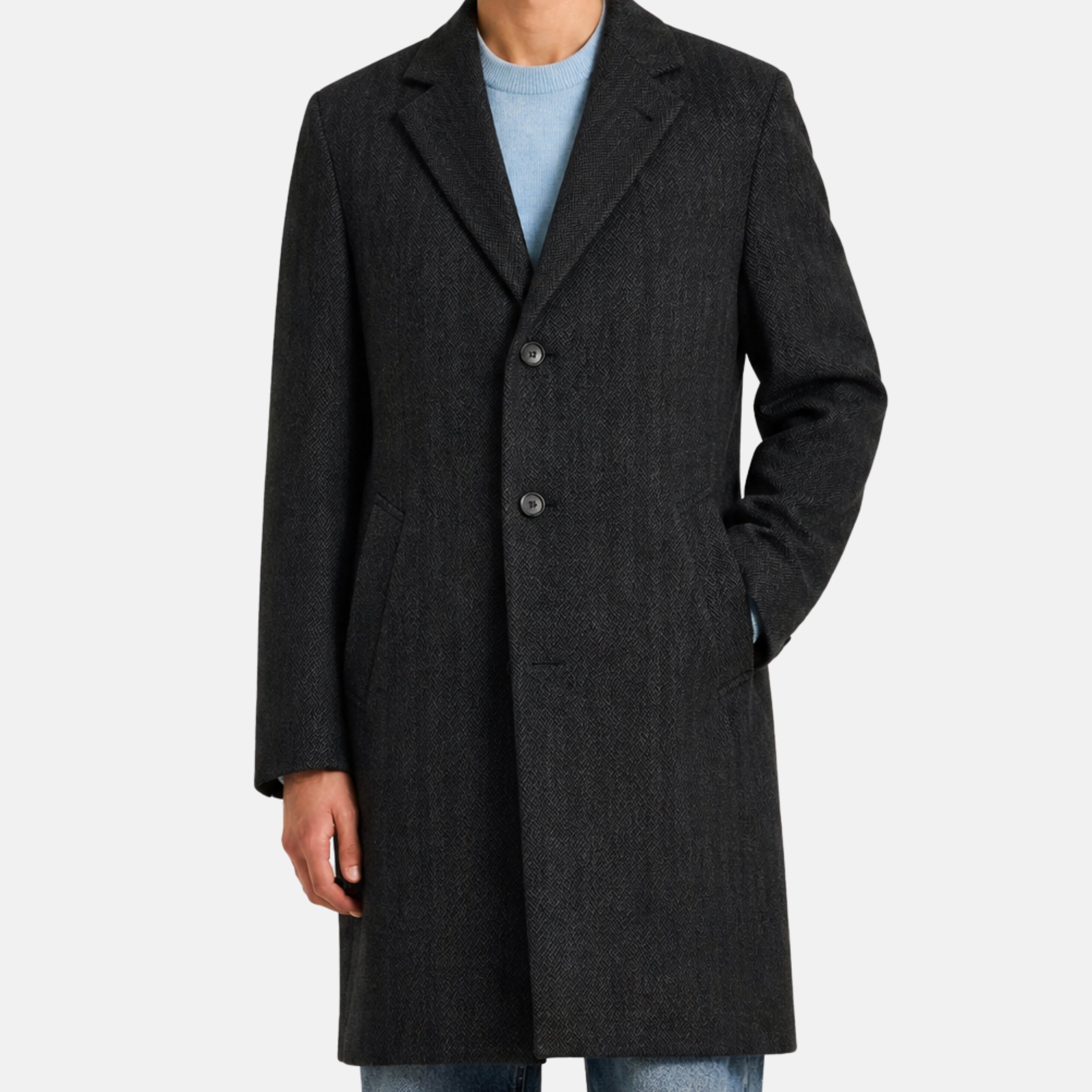 Anthracite Herringbone Coat made of Wool (EU 48)