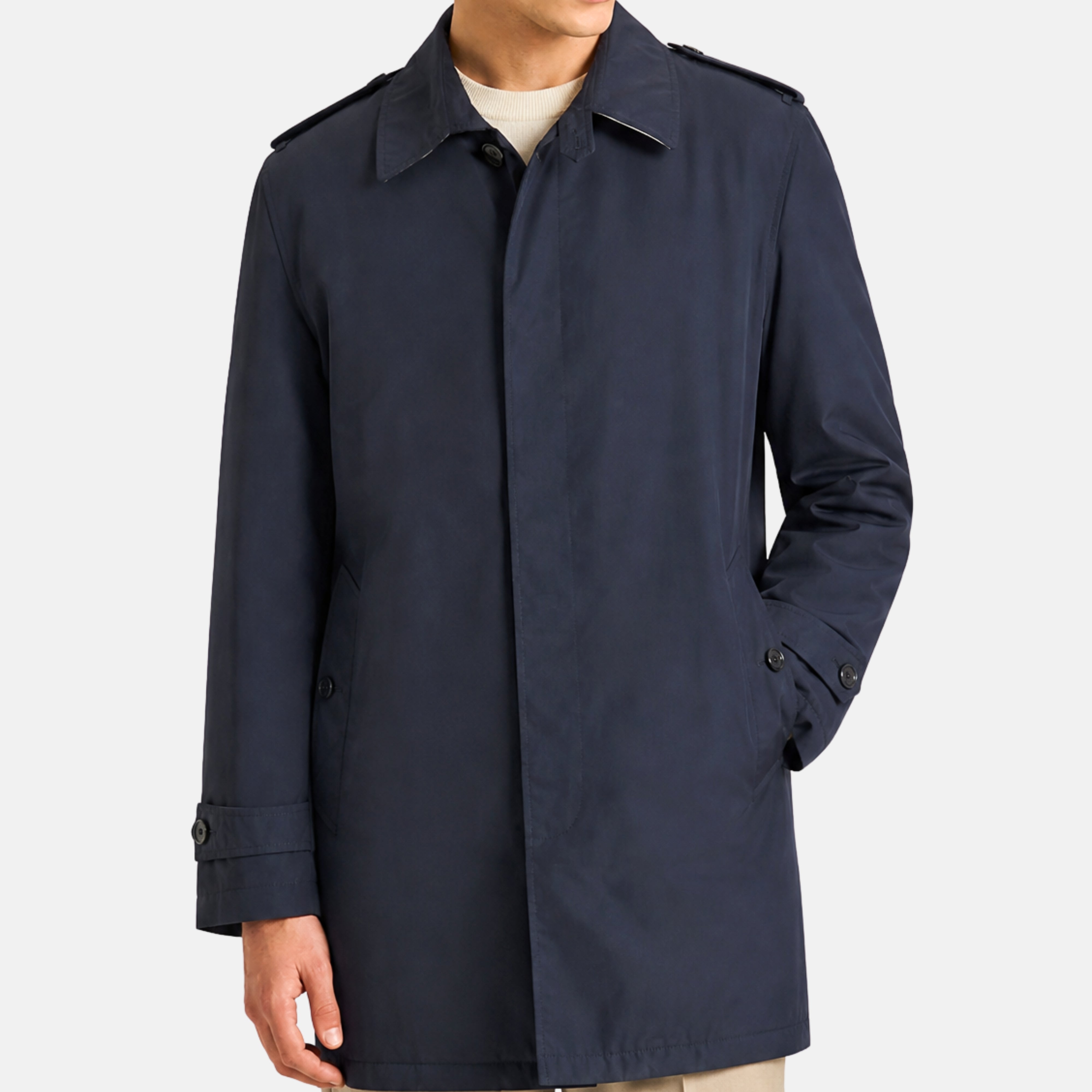 Navy Rain Coat made of Nylon/Cotton (XL)