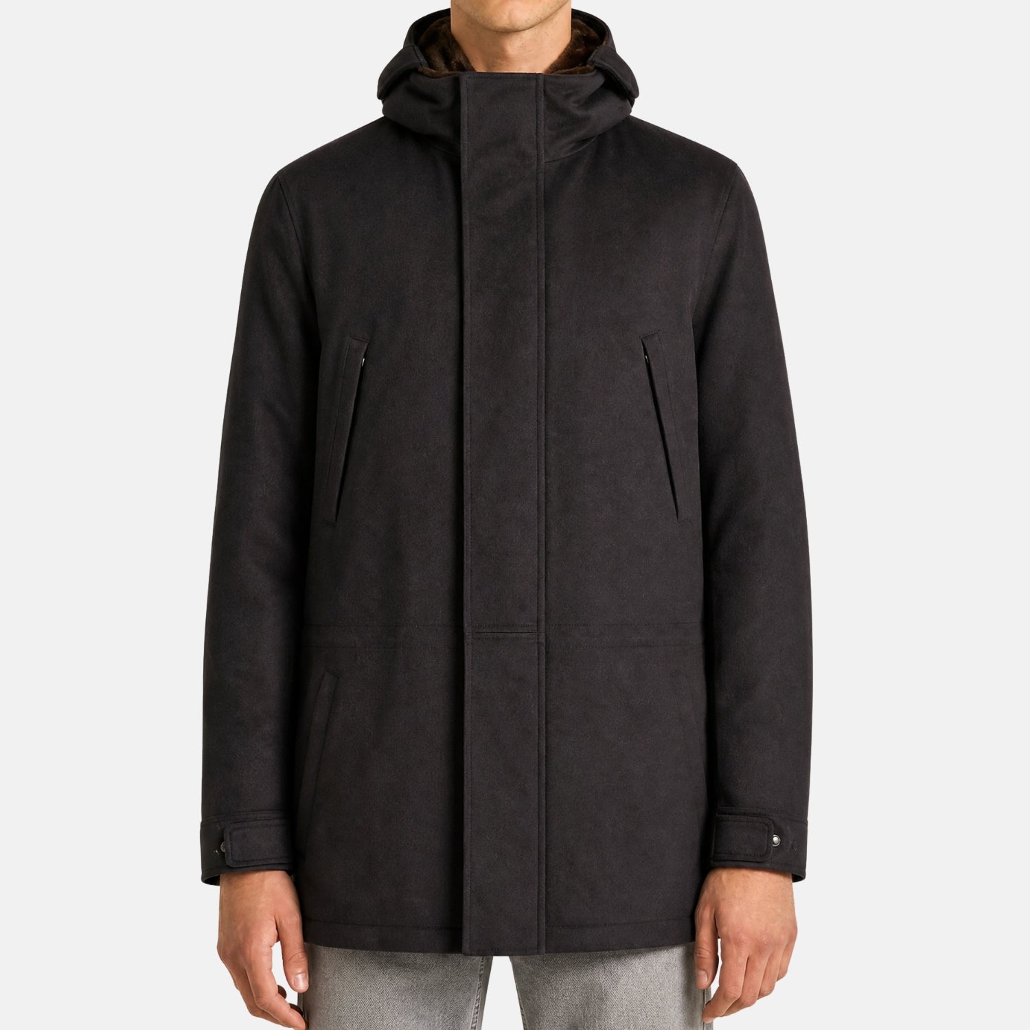 Loro Piana Cashmere Castorino Icer Coat Caviar