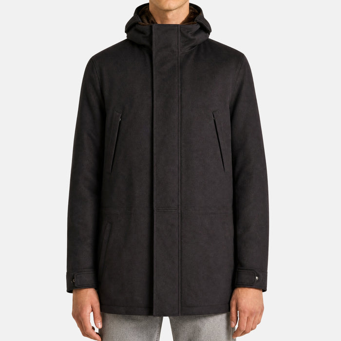 Loro Piana Cashmere Castorino Icer Coat Caviar (L)