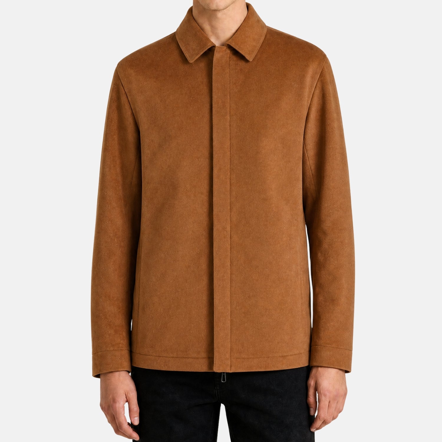 Loro Piana Milport shirt-jacket in natural dark vicuña