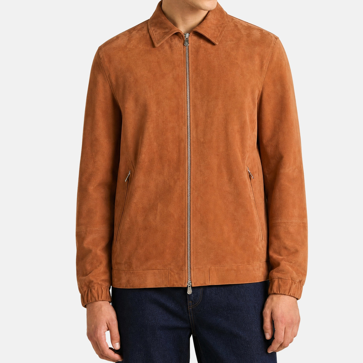 Brunello Cucinelli Calf Leather Blouson Jacket Cognac Brown (M)
