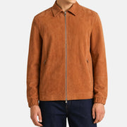Brunello Cucinelli Calf Leather Blouson Jacket Cognac Brown (M)