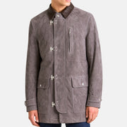 Brunello Cucinelli Suede Leather Fireman Jacket Grey (M)