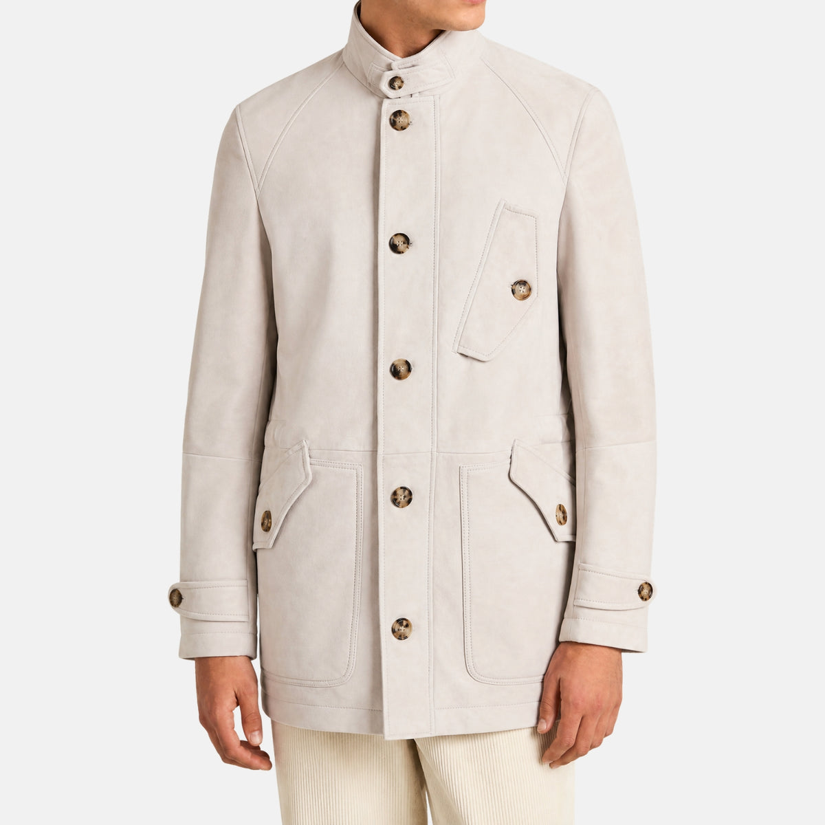 Brunello Cucinelli Suede Shearling Overcoat Light Beige (M)