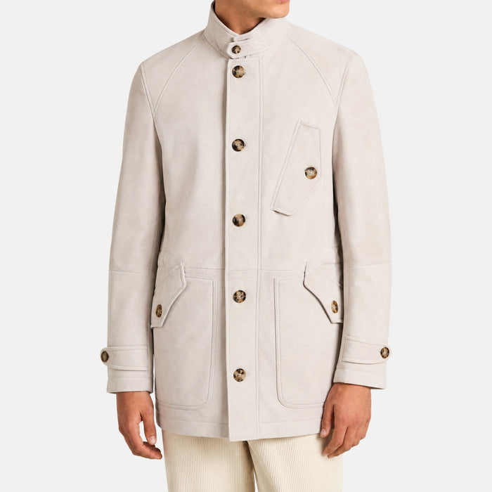 Brunello Cucinelli Suede Shearling Overcoat Light Beige (M)