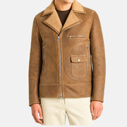 Brunello Cucinelli Calf Shearling Lined Aviator Jacket Brown (M)