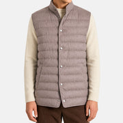 Brunello Cucinelli Cashmere Flannel Down Bodywarmer Jacket Taupe (EU 50)
