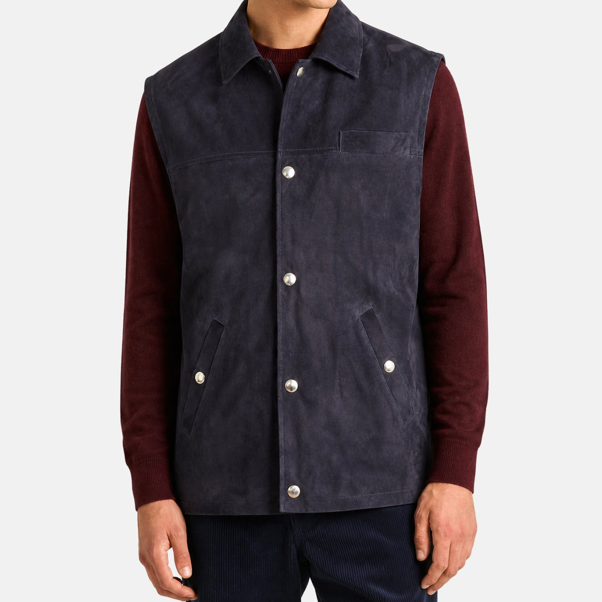 Brunello Cucinelli Suede Leather Thermore Vest Navy (M)