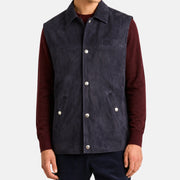 Brunello Cucinelli Suede Leather Thermore Vest Navy (M)