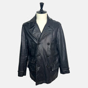 Black Peacoat made of Leather (XL)