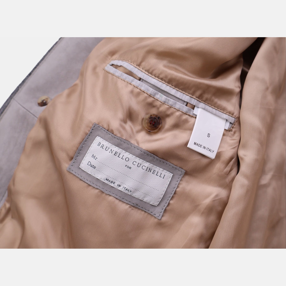 Brunello Cucinelli Suede Leather Cashmere Button Jacket Grey