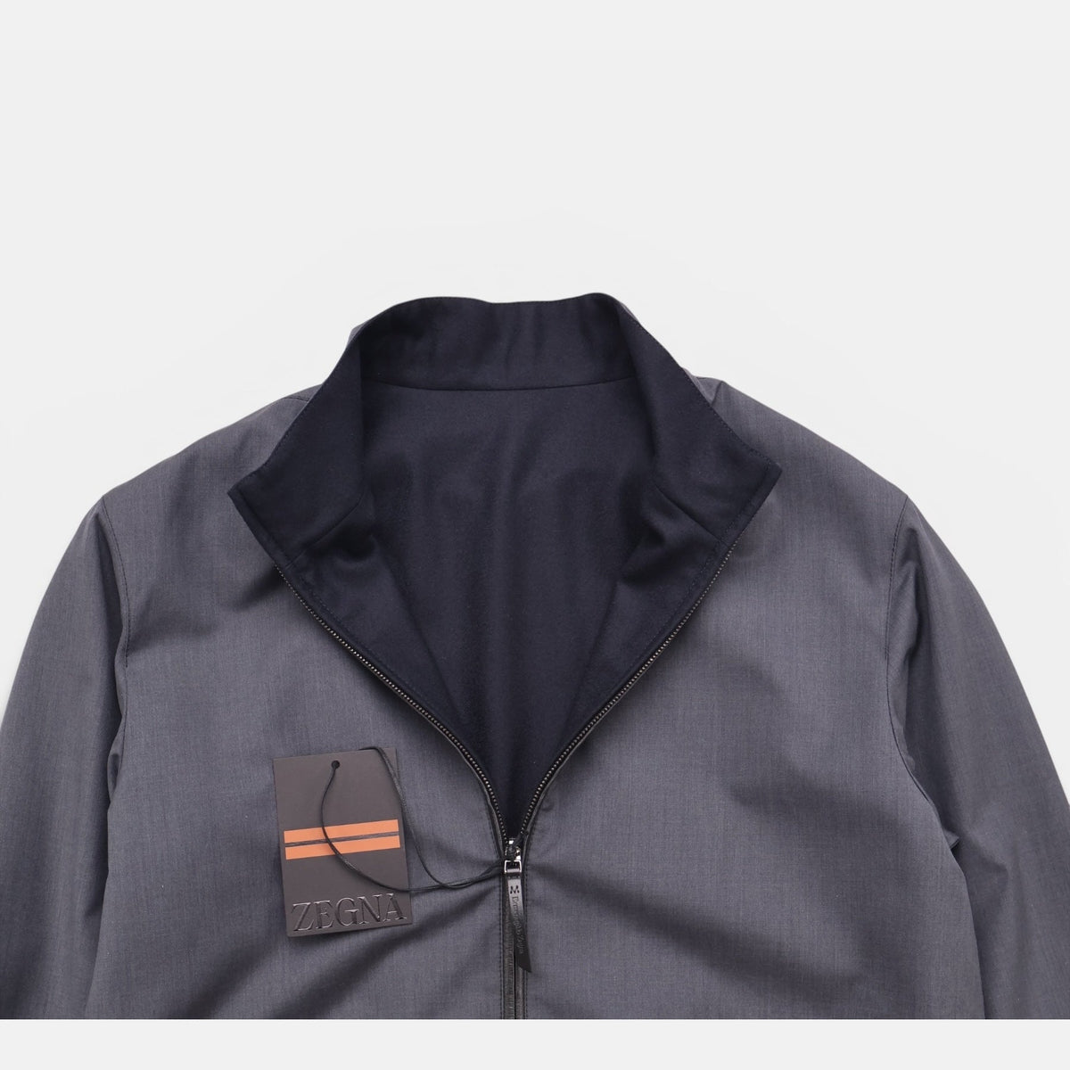 Zegna Wool Silk Reversible Bomber Jacket Navy (EU 48)