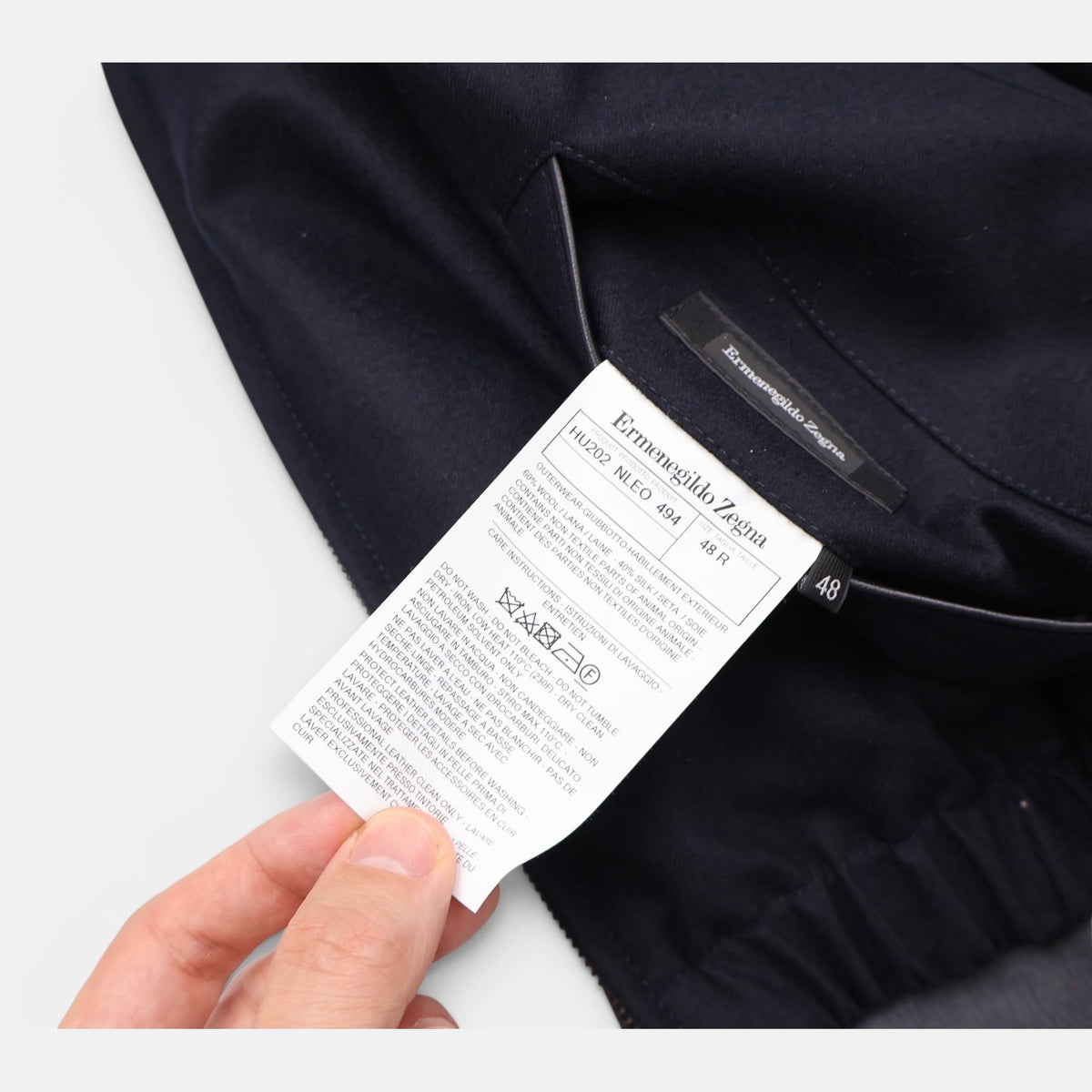 Zegna Wool Silk Reversible Bomber Jacket Navy (EU 48)