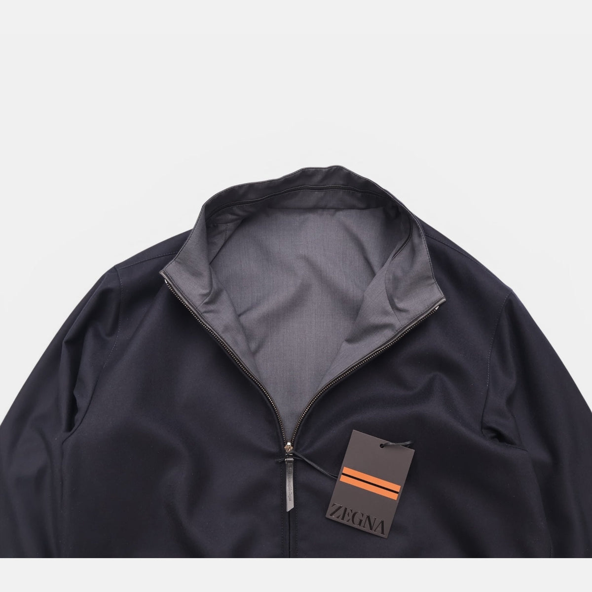 Zegna Wool Silk Reversible Bomber Jacket Navy (EU 48)