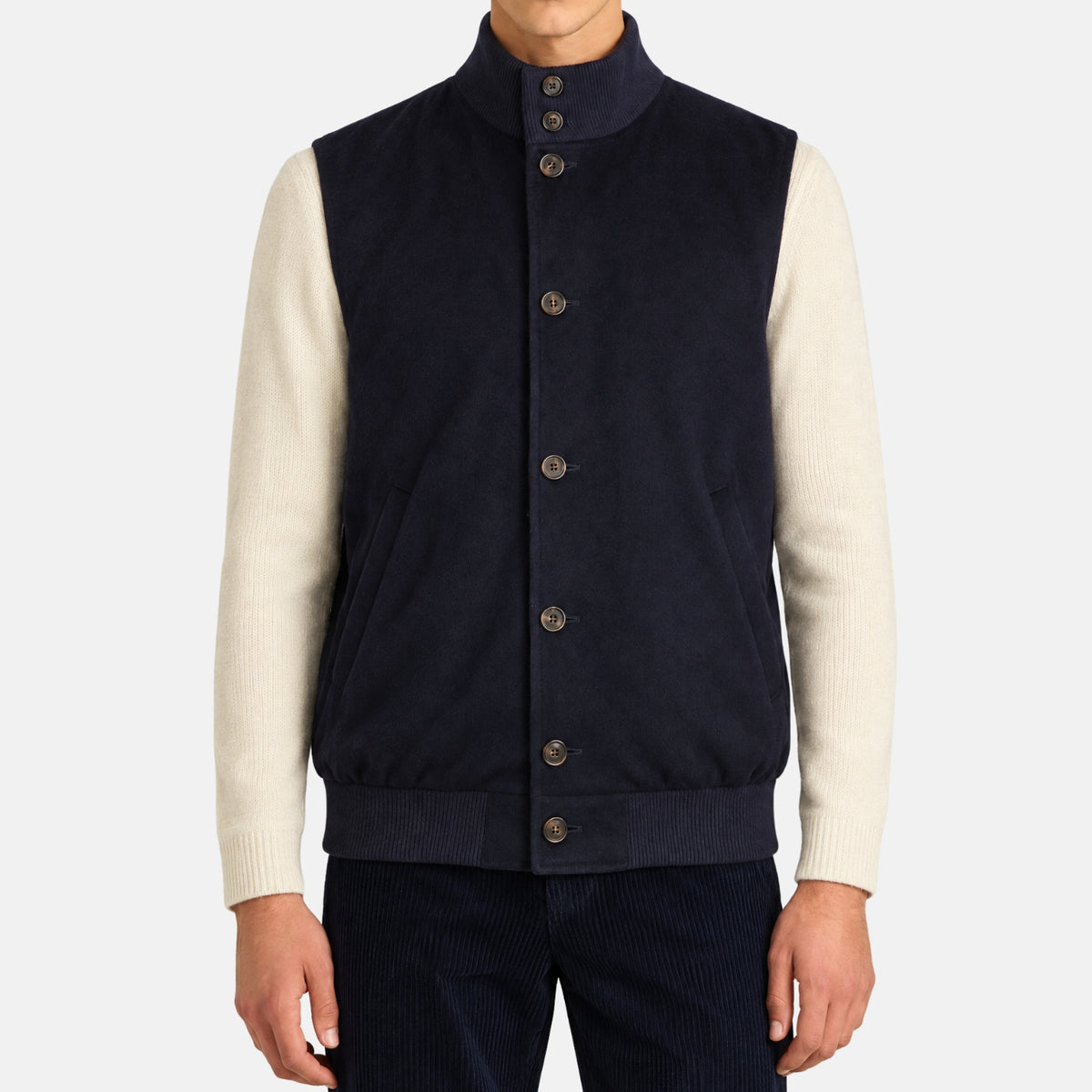 Loro Piana Vicuña Silk Simeon Reversible Vest Navy (EU 50)