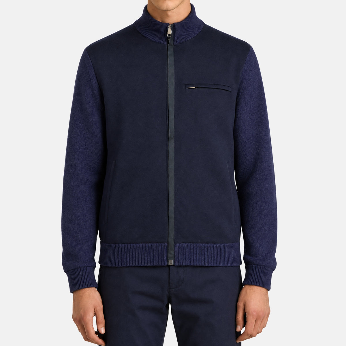Zegna Wool Cashmere Silk Bomber Jacket Deep Purple (EU 48)