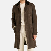 Brauner Shearling-Mantel (XL)