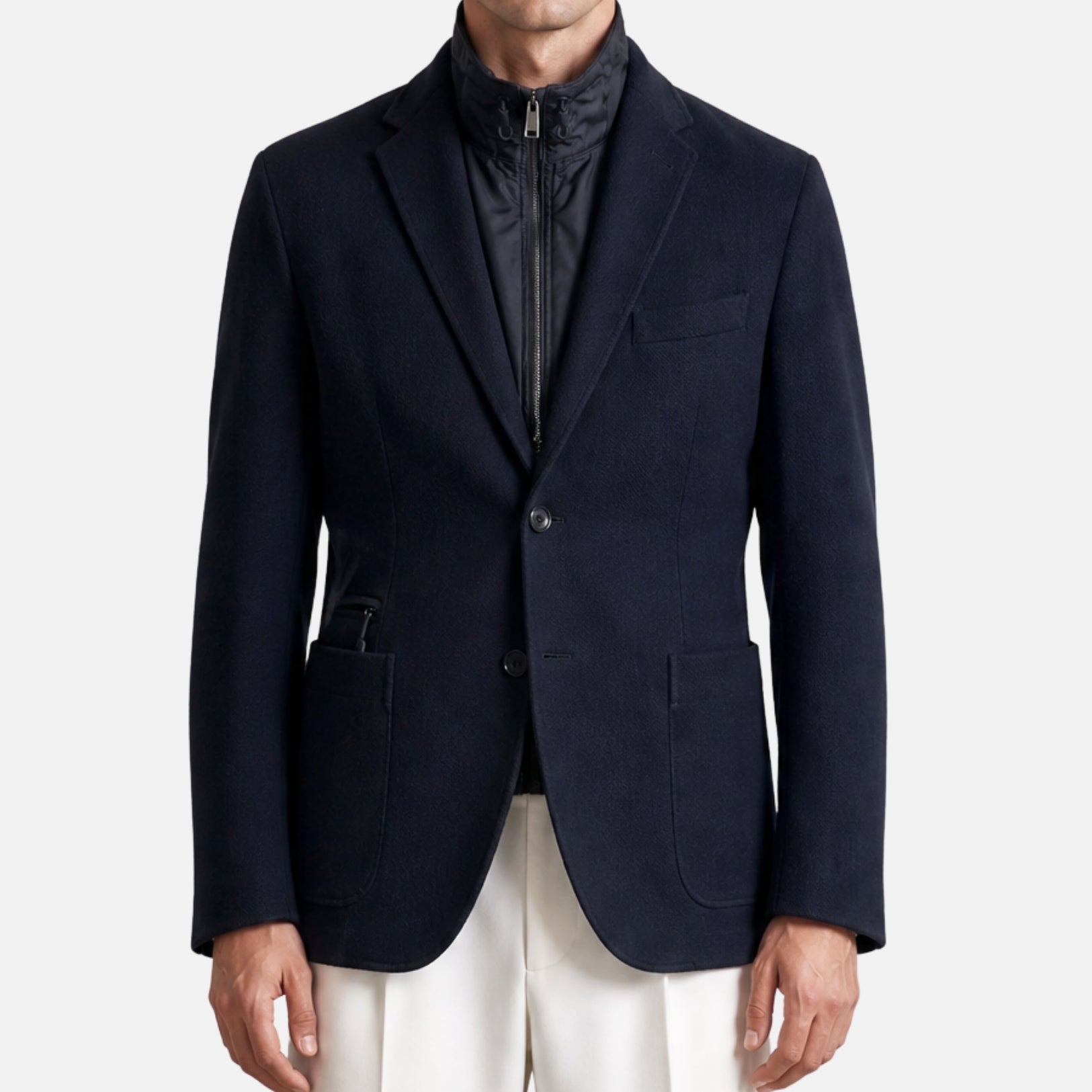 Navy Jacket with Removable Vest made of Wool/Cotton (EU 58)