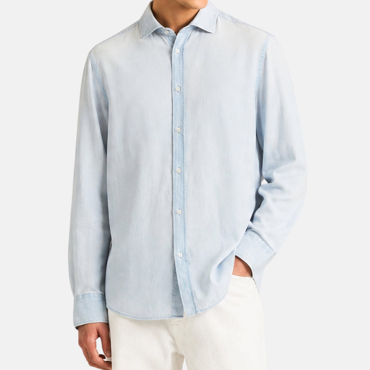 Light Blue Denim Shirt made of Cotton (L)